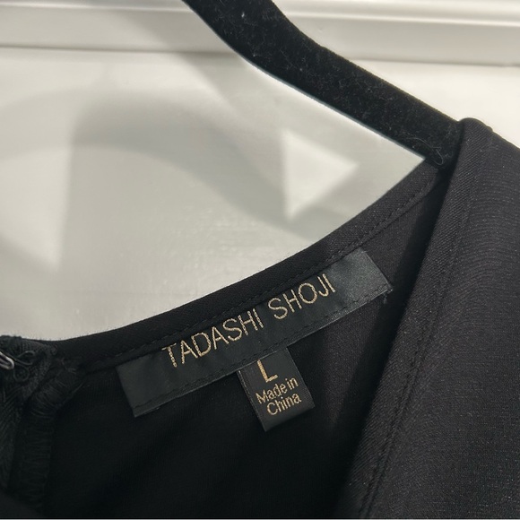 Tadashi Shoji women’s large black metallic foil stripe textured dress career - Picture 5 of 12